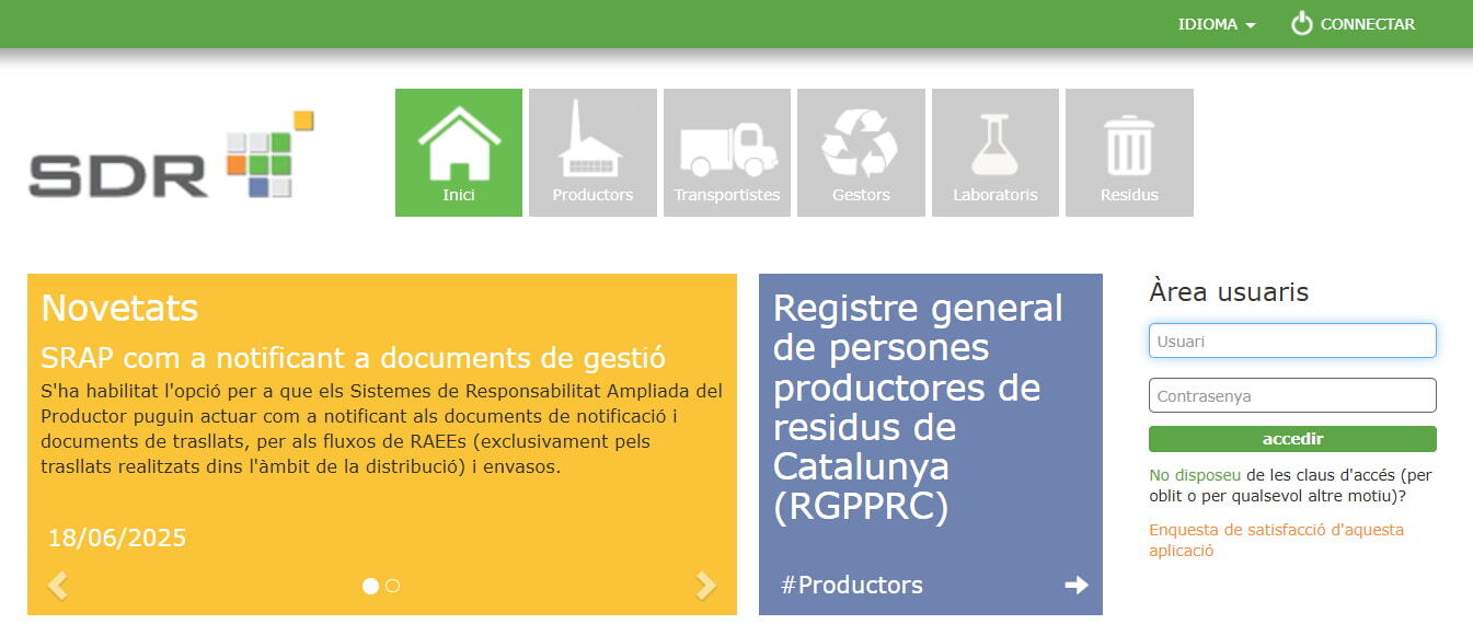 Cómo acceder y gestionar residuos en SDR, el Sistema Documental de Residuos en Cataluña