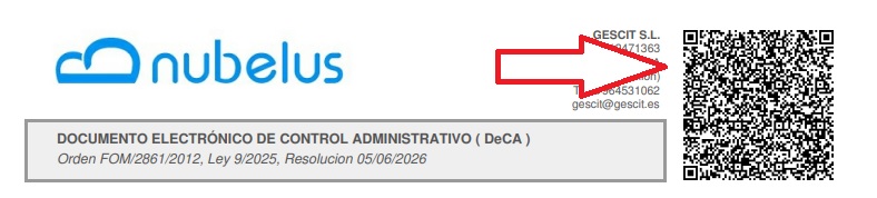 En el justificante de traslado el QR en la esquina superior derecha