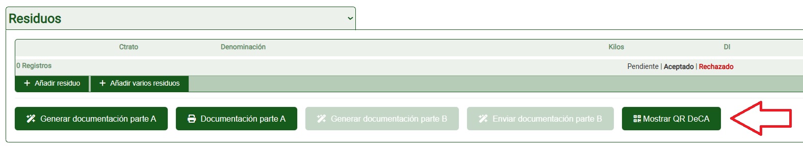 En el traslado aparece el botón mostrar QR del DeCA en Nubelus